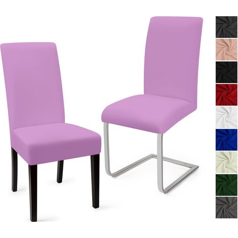 Housses de chaise extensibles modernes violettes lot de 2 pour salle à manger (1/5)