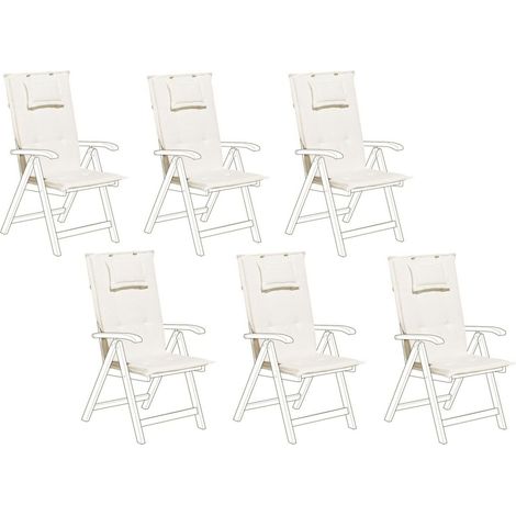 Sitzauflagen 6er Set JAVA/AMANTEA 50 x 70 cm Cremeweiß