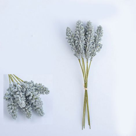 Ramo de lavanda artificial, 6 piezas – Flores de lavanda artificiales para decorar salas de estar y casas de campo, color azul.