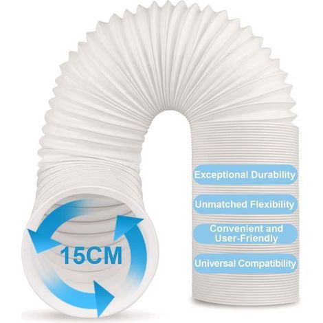 Tuyau Climatiseur Mobile,Tuyau D'évacuation D'air En Pvc Flexible Tube De Ventilation Universel Tuyau (15CM Diamètre 3M Longueur) (1/5)