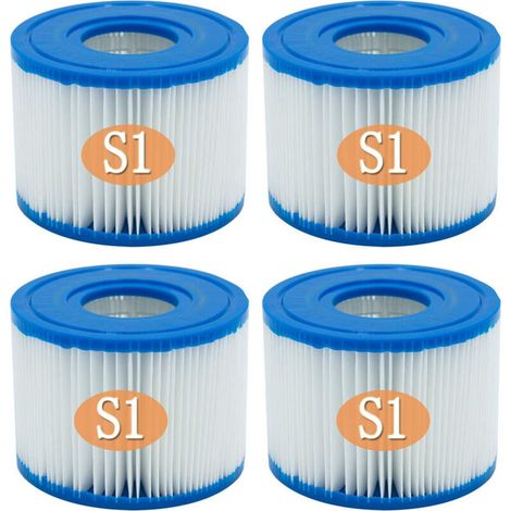 Filtres pour bain gonflable Intex S1 (lot de 4), compatibles avec la pompe de filtration PureSpa 29001E, cartouches filtrantes de rechange pour jacuzzis gonflables Intex (1/4)