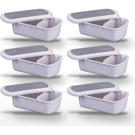 Lot de 6 Lunchbox Beige à compartiment réglable 1 litre sans BPA Fackelmann Storage (1/5)
