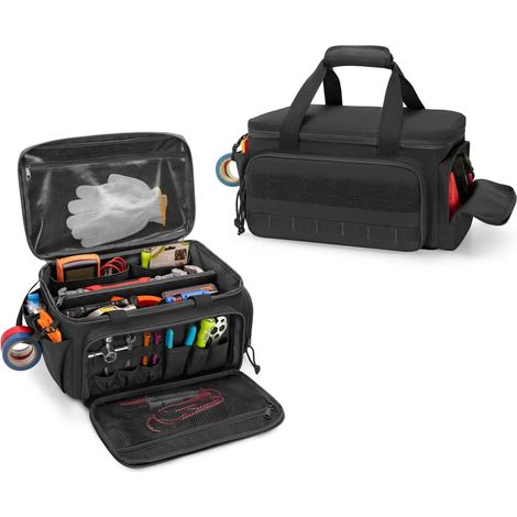 Sac à outils robuste 14 pouces, mallette rangement PU EVA avec pochette zippée, organiseur portable pour accessoires
