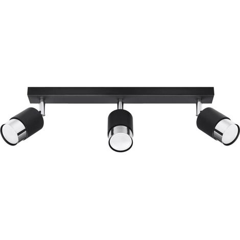Sollux Lighting Nero Barre de spots de plafond, noir/chrome, 3x GU10 (1/5)