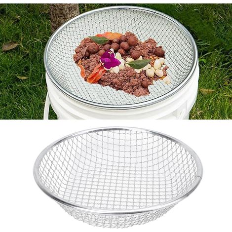 Tamiseur à Terre Sable Compost Éco-Smart en Acier Inoxydable 50kg avec Gants Anti-Slip Diamètre 30cm pour Seaux 5 Gallon (1/5)