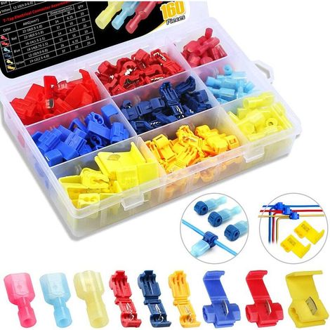 160 Stück elektrische Crimpverbinder, Schnellabisolierverbinder, – Rot, Blau, Gelb