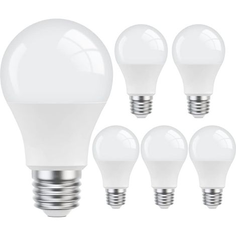 Lot de 6 ampoules LED E27 806 lm E27 à vis Edison, équivalent 60 W, blanc chaud 3000 K, non dimmable [Classe énergétique F]