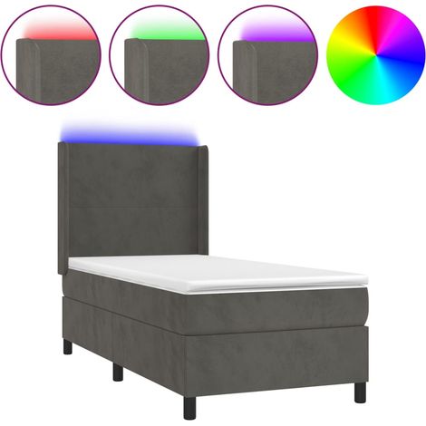 Maison Exclusive - Boxspringbett mit Matratze & LED Dunkelgrau 90