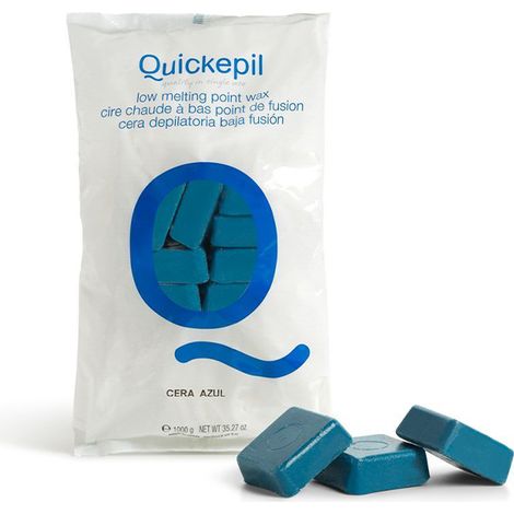 Cire dure sans bandes Quickepil pour l'épilation 1 kg bleue