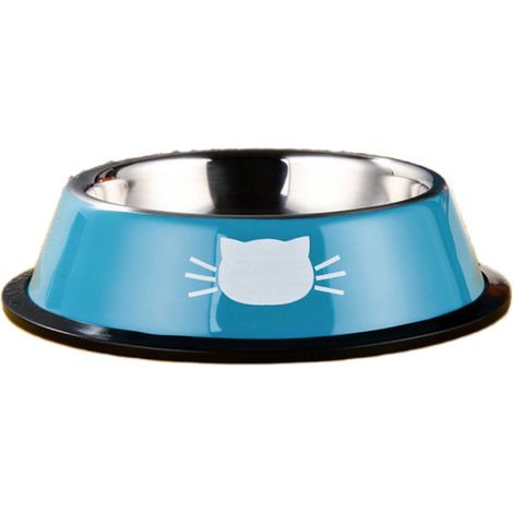 Gamelle pour chien en acier inoxydable, bleue, antidérapante et durable. (1/5)