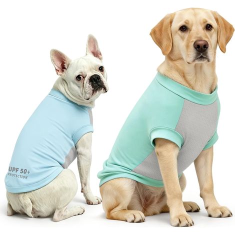 T-shirt Anti-UV pour Chien Lot de 2 Maillot de Protection Solaire Respirant et Séchage Rapide Vêtement d'été pour Animaux de Compagnie Grand et Petit Chien