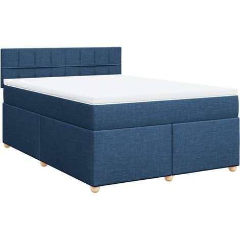 Maison Exclusive - Sommier à lattes de lit avec matelas Bleu 160x200 cm Tissu (1/5)