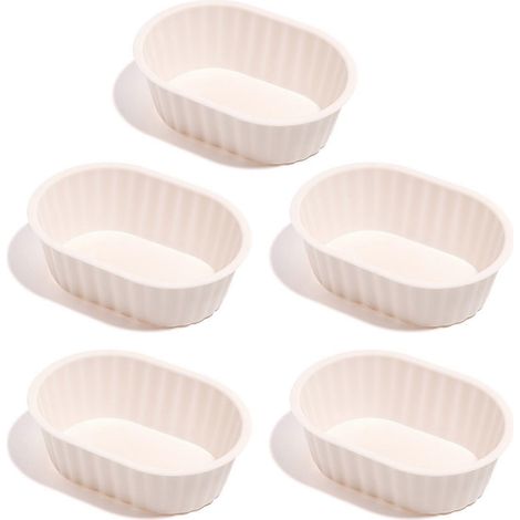 Moule à muffin ovale en silicone résistant à la chaleur, pour compléments alimentaires, accessoires de four, blanc (1/5)