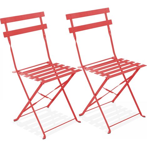 Oviala – Lot de 2 chaises pliantes en acier – Protection anti-rouille et anti-UV – Dimensions 42x46x82cm – Poids léger 4kg (1/5)