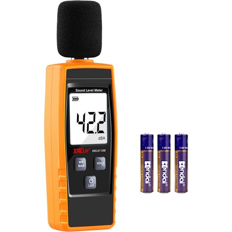 Schallpegelmesser, Dezibelmesser, 30–130 dB(A), LCD-Anzeige, programmierbare Alarmfunktion (Max/Min/Hold), batterielos (1/5)