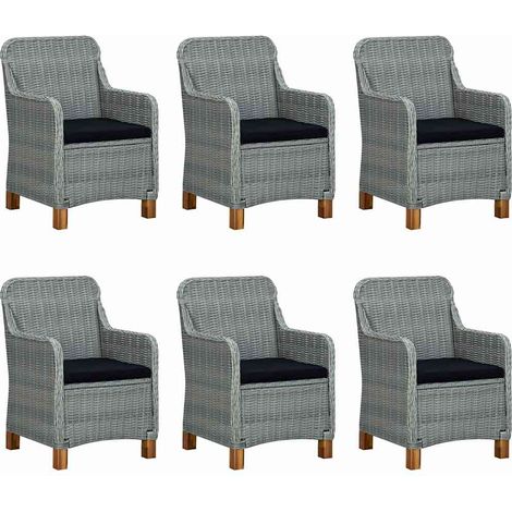 Maison Exclusive - Set Pranzo da Giardino 7pz con Cuscini Polyrattan Grigio Chiaro (1/5)