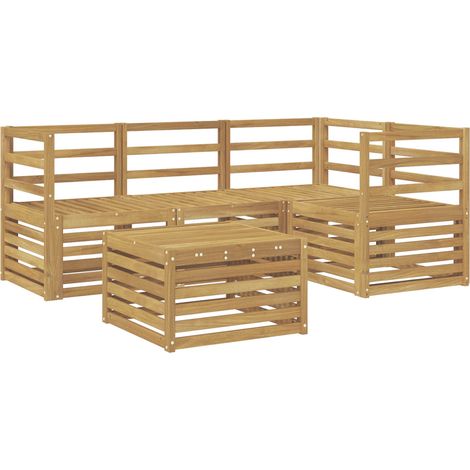 Outdoor Sofa Set 5 pcs White Solid Acacia Wood vidaXL (1/5)
