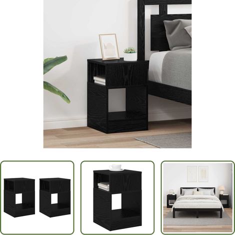 Beistelltisch Schwarz - Beistelltisch 2 pcs Schwarz Eichen-Optik 30,5 x 30 x 45 cm (1/5)