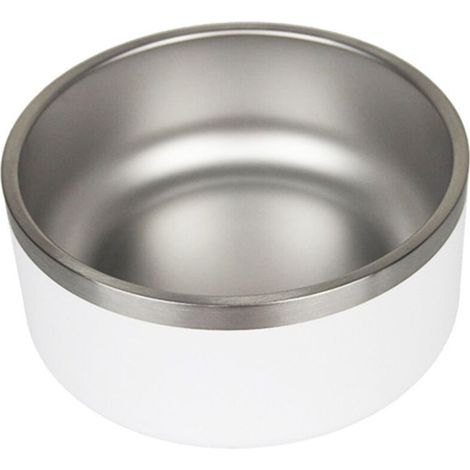 Gamelle pour chien en acier inoxydable, blanche (laquée), 32 oz, double paroi. (1/5)