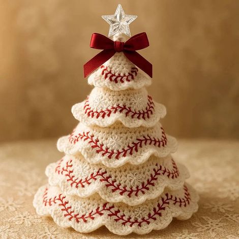 Garniture - Boule De Noël Au Crochet - Forme De Ballon De Football Ou De Baseball - Hauteur 15 Cm - Pour Décoration De Sapin - Lot De 1 (1/5)