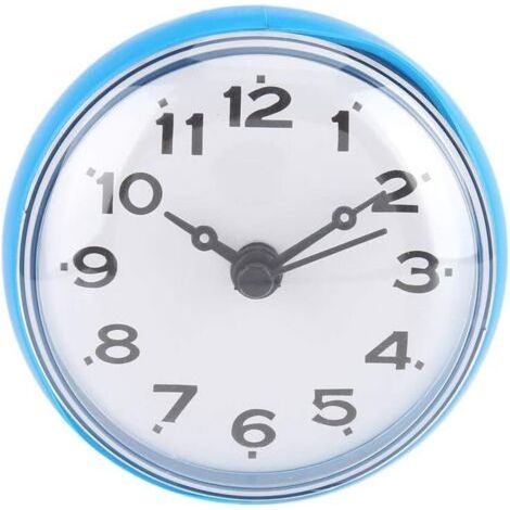 Horloge Murale étanche Aspiration Mur fenêtre Miroir Bain Douche Horloge Salle de Bain Accessoires(Bleu) (1/5)
