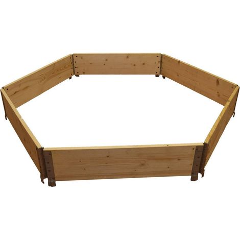 Carré potager de forme hexagonale en bois naturel avec 6 cotés de 800mm (1/2)