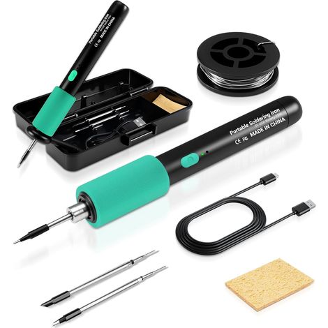 Fer à Souder Portable Sans Fil- 15W Rechargeable par USB-C- 3 Niveaux de Température Réglable- Chauffage Rapide en 8 Secondes- Avec Batterie 650mAh - Idéal pour Réparation Électronique, Soudure et DIY (1/5)