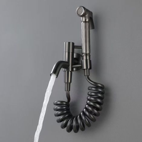 Cross-border titanium gold mop sink spray gun faucet balcony bathroom high-pressure cleaning water gun toilet companion set - gunmetal gray set