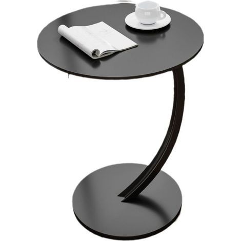 Side table, Round removable sofa/tea table/headboard table - black (1/3)