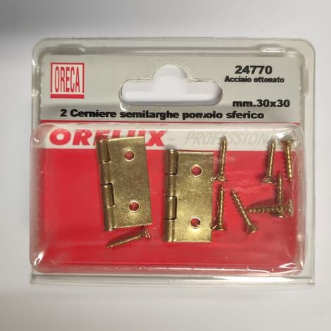 ORECA - CERNIERA SEMILARGA CON POMOLO SFERICO 30X30MM 2PZ