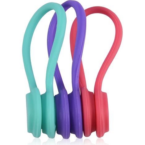 3-teiliger magnetischer Kabelorganizer aus Silikon für Kopfhörer – Lila, Rot, Blau (1/5)