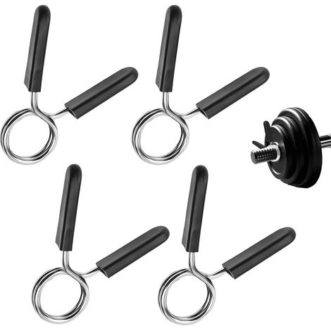 6 Pièces Pinces à Ressort pour Haltères 28 mm,Colliers de Verrouillage en Métal pour Barres d'Haltérophilie et Musculation,Fixation pour Poids et Disques (1/5)