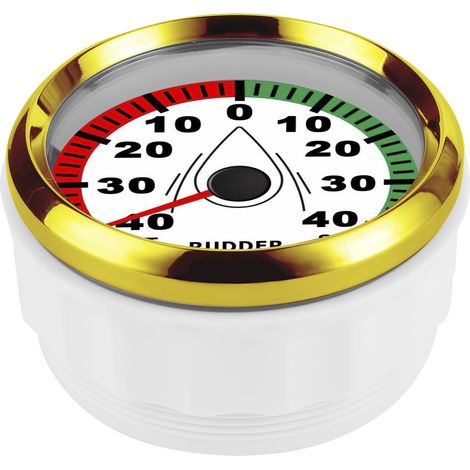 Jauge d'angle de gouvernail bateau 85mm IP67 étanche rétroéclairage multicolore 932V direction réglable cadran blanc couvercle doré (1/5)