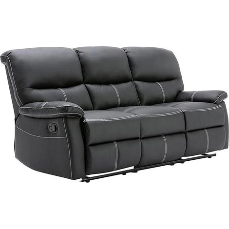 Divano 3 posti relax in Similpelle Nero - CANBY