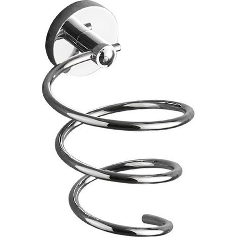 (Edelstahlfarben) Wandmontierter Haartrocknerhalter, Haartrocknerhalter aus Edelstahl, verchromter Kabelhalter fürs Badezimmer (1/4)