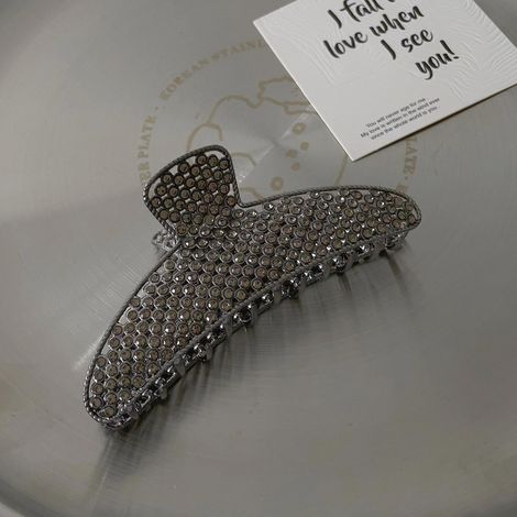 pince Cheveux En Perles - Noir, Design Exquis, Pince Cheveux De Haute Qualit, Pince Requin, Arrire De La Tte En Diamants Tincelants, Fixer Les C (1/5)