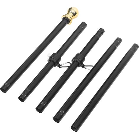 Poteau de Drapeau Acier Inoxydable Rotatif pour Jardin Démontable et Stable avec Tête Dorée et Mât Noir (1/5)