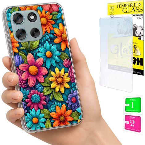 Funda para Motorola Moto G56 con foto, diseño de flores y cristal. (1/5)