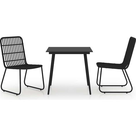 Maison Exclusive - Set da Pranzo da Giardino 3 pz in Polyrattan e Vetro