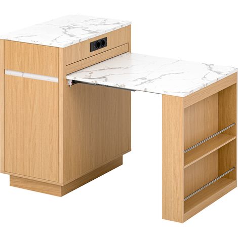 Isola cucina estensibile con ruote e LED in MDF colore naturale (1/5)