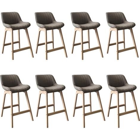 Lot de chaises MELLOW d'îlot et bar en chêne et assise tissu 65cm  Lot de 8