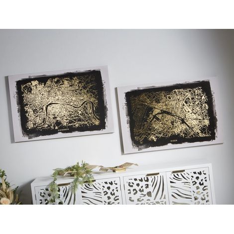 Lienzo Pan Oro Ciudades 90X60 Cms. S/2 90X3X60 Cms (1/3)