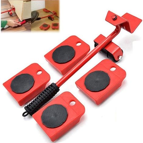 Ensemble d'outils de déménagement de meubles en 5 pièces, outil de déménagement de meubles robuste, outil à rouleau robuste, capacité de charge maximale 150 kg. (1/4)