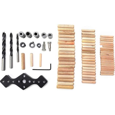 Perforateur droit avec embouts en bois noirs et douilles de perçage (1/4)