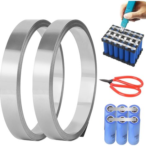 20m Bande de Nickel, 8 x 0,12 mm Plaque Nickel Bande Ruban pour Soudure Batterie, Ruban de Nickel pour Li 18650, Soudeuse par Point et Brasage (10M/Rouleau) (1/5)