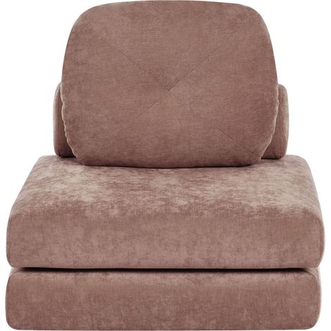 Divano moderno minimalista a 1 posto in tessuto Pouf letto singolo per ospiti con cuscino marrone Olden (1/5)