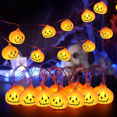 2 Stück Halloween Deko Lichterkette,300CM 20 LED kürbis Lampio,Halloween Kürbis Deko Lichterkette,Halloween Lichterkette Batterie,Halloween Kürbis Lichtkette,Halloween Lichterkette Kürbis (1/5)