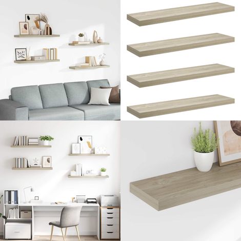 Schwebende Wandregale 4 Stk. Eichefarben 90x23,5x3,8 cm MDF - Schwebende Wandregale - Wandregal - Regal - Holzregal - Eichefarben - Home & Living (1/5)