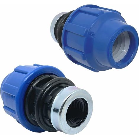 Connecteur pour tuyaux PP 20mm x 3/4 femmele - Adaptateur pour tuyau d’eau PE de compression de 20 mm – Raccords de plomberie compatible avec tuyaux PE80 et PE100 (1/5)