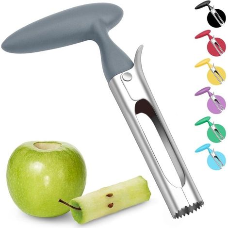 Vide-pomme avec poignée en ABS, lame dentelée en acier inoxydable, poignée en plastique, gris